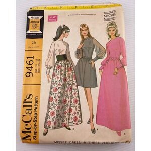 VTG 1968 McCall's 9461‎ Misses' Dress-3 Versions Pattern Size 10-12 Cut Complete